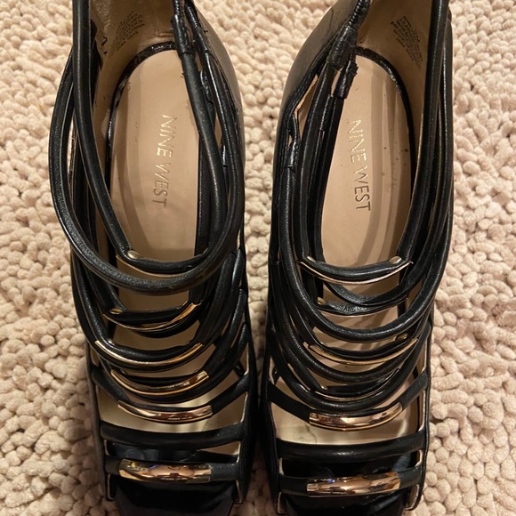 Nine West Black Open Toe Heels - Picture 2 of 11